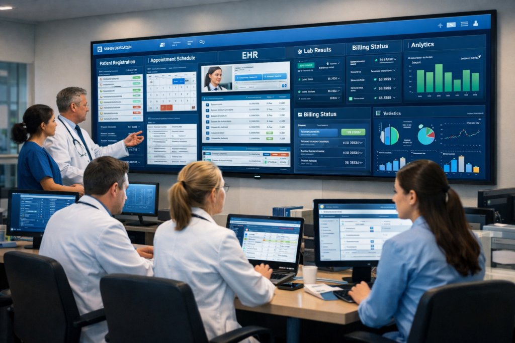 Hospital command center in action